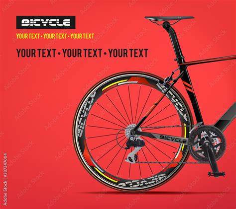 Bicycle advertising poster color modern sport health. Realistic road bike Black Carbon sport ...