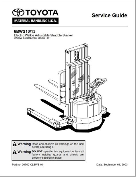 Toyota Forklift Parts Catalog 6BWS10 6BWS13 Service Manual PDF