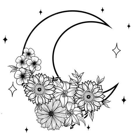 Aesthetic Flower Art At Moon, Aesthetic Moon, Aesthetic Floral ...