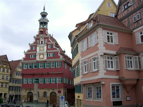 Beautiful old buildings on town hall square, germany, esslingen free ...