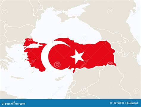 Europe with Highlighted Turkey Map Stock Vector - Illustration of ...