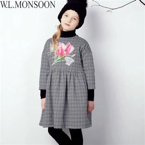 W.L.MONSOON Baby Girls Dress Winter 2017 Brand Christmas Clothes Kids Flower Dresses for Girls ...