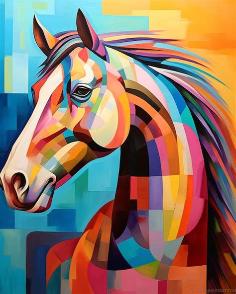 Premium Photo | Minimalist Horse Illustration Multicolor Horse Background