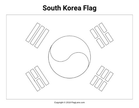 Free South Korea Flag Coloring Page