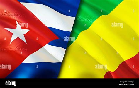 Banderas de Cuba y Congo. Diseño de 3D banderas ondulantes. Cuba ...