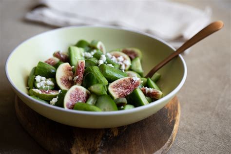 Salted Cucumber Kadota Fig Salad with Feta | Fake Food Free