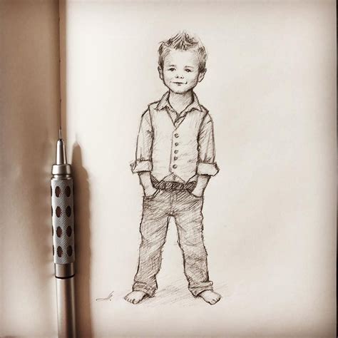 Little boy drawing. Quick sketch. #kiddrawing #kidsillustration # ...