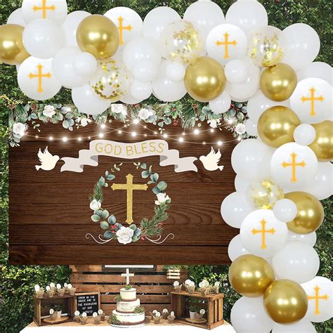 Buy Baptism Party Decorations White and Gold First Holy Communion ...