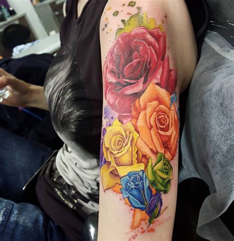 Rainbow Roses Arm Tattoo by Kayley Jayne Warrington: TattooNOW