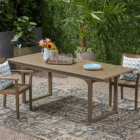 Christopher Outdoor Expandable Acacia Wood Dining Table, Gray - Walmart.com