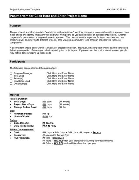 Post Mortem Template with Post Mortem Template Powerpoint | Templates, Report template, Post mortem