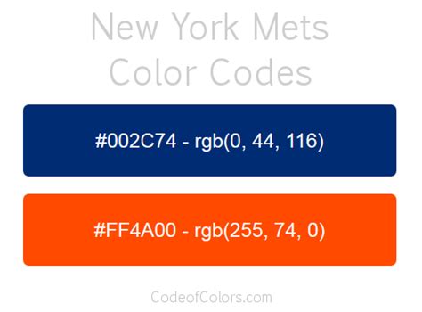 New York Mets Colors - Hex and RGB Color Codes