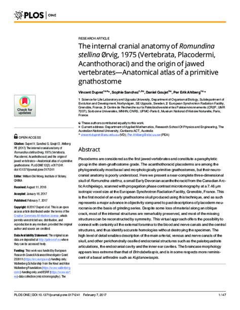 (PDF) The internal cranial anatomy of Romundina stellina Ørvig, 1975 (Vertebrata, Placodermi ...