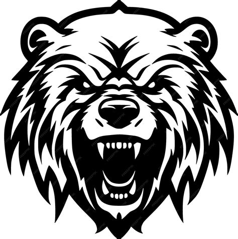 Premium Vector | Bear Black and White Vector illustration