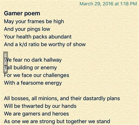 To the man with the gamer poem - 9GAG