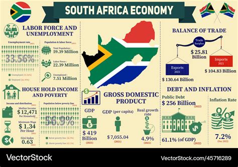 South africa economy infographic charts Royalty Free Vector