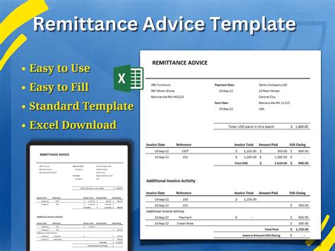 Standard Remittance Template Excel Download Reusable Template - Etsy