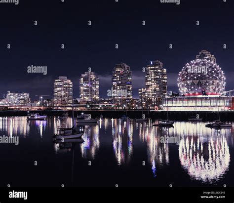 Aerial view of Vancouver city skyline at night, Canada Stock Photo - Alamy