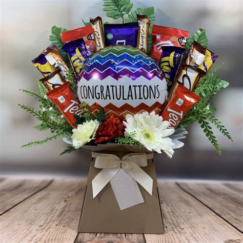 Congratulations Balloon and Flowers Chocolate Bouquet | Funky Hampers