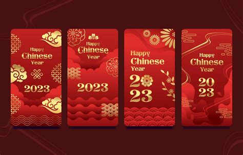 Deep Red Chinese New Year Stories Templates 14278005 Vector Art at Vecteezy