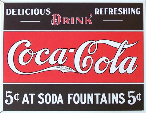 COKE AT FOUNTAIN VINTAGE COCA-COLA METAL SIGN - Old Time Signs