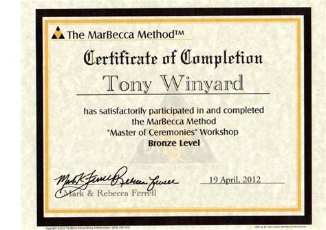 MarBecca Bronze Certificate in Master of Ceremonies workshop www.awe-dj ...