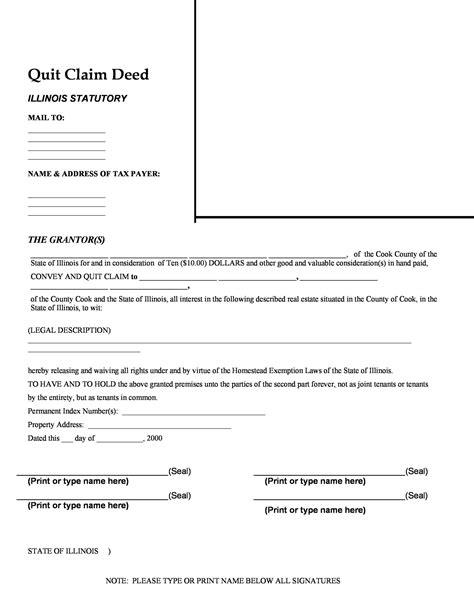 Free Printable Quit Claim Deed Form Tennessee