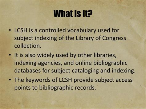 PPT - Library of Congress Subject Headings (LCSH) PowerPoint ...