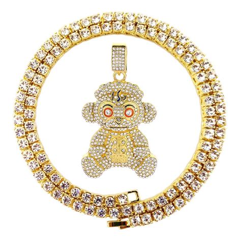 Buy Mens Silver Gold Diamond Nba 38 Baby Monkey Young Boy Chains Iced ...