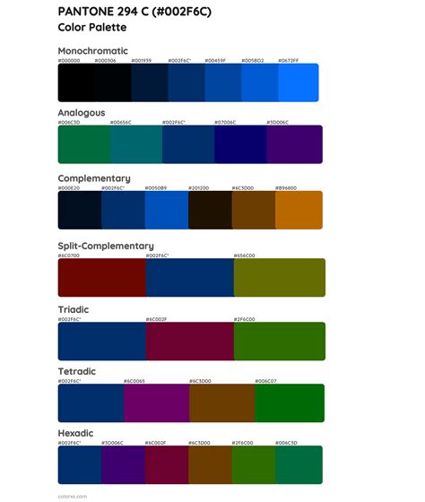 PANTONE 294 C color palettes - colorxs.com