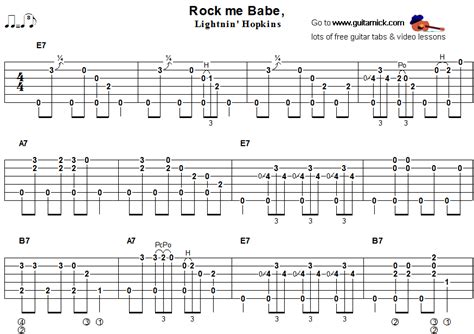 Rock Me Babe: fingerstyle guitar blues, TAB - GuitarNick.com