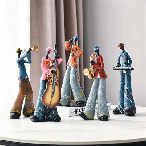 Creative-Rock-Band-Figurines-Resin-Retro-Musical-Instrument-Musician ...