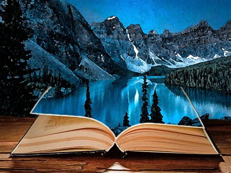 1920x1080px, 1080P free download | Real life book, mountain, paint, Book, nature, abstract, lake ...