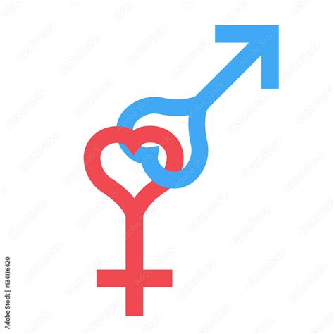 Sex heart symbol. Gender man and woman symbol. Male and female abstract symbol. Vector ...