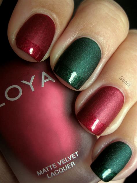 Goose's Glitter: The 12 Days of Christmas Nails: Day 4 - Red and Green Matte