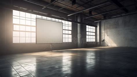 Big Blank Light Screen instead of Wall with Projectors in Empty ...