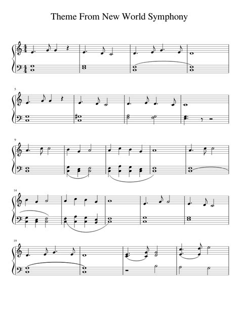 Theme From New World Symphony sheet music for Piano download free in PDF or MIDI