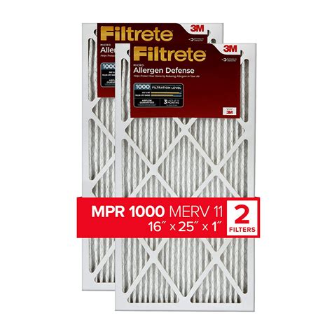 Buy Filtrete 16x25x1 Air Filter, MPR 1000, MERV 11, Micro en Defense 3-Month Pleated 1-Inch Air ...