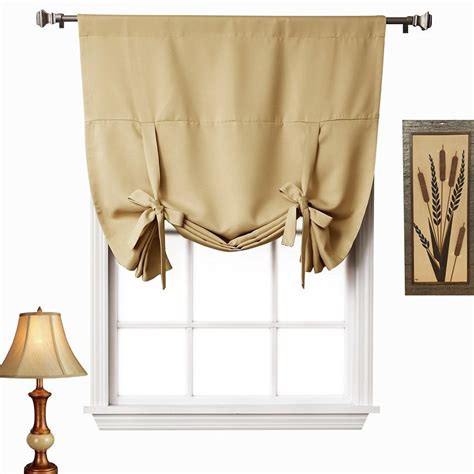 Plain Thermal Insulated Tie up Window Shades 40" W x 64" L Cream