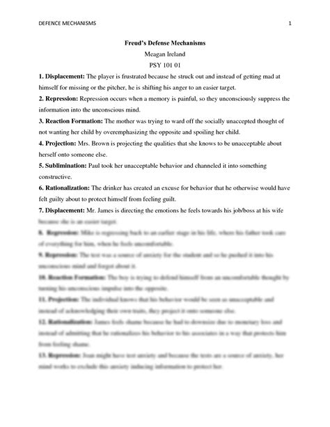 freuds defense mechanisms ap answer key.docx - Freuds Defense ... - Worksheets Library