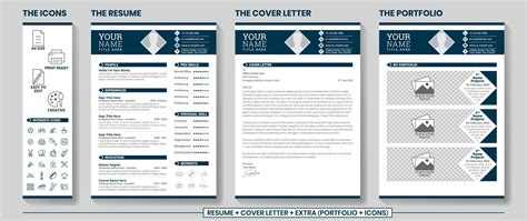 Professional Resume CV Template with Cover Letter and Portfolio 14469953 Vector Art at Vecteezy