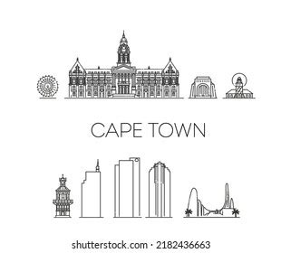 Cape Town Architecture Line Skyline Illustration Stock Vector (Royalty ...