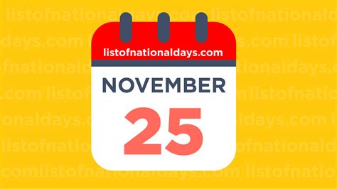 NOVEMBER 25TH: National Holidays,Observances & Famous Birthdays