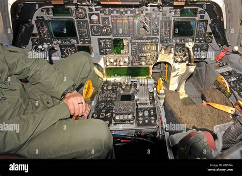 Miami, USA - November 6, 2010: US Air Force B-1B bomber on a stopover in Miami cockpit check ...