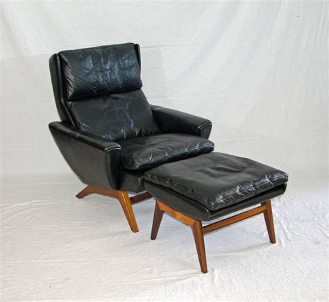 Mid Century Danish Leather Lounge Chair and Ottoman - George Thams at ...