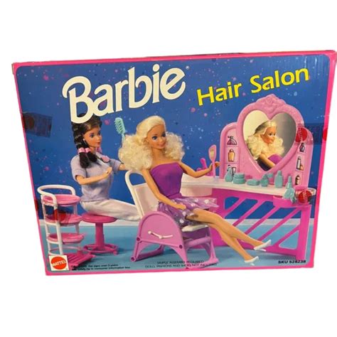 MATTEL 1992 BARBIE Doll Hair Salon Pink Sink Vanity Furniture 528238 ...