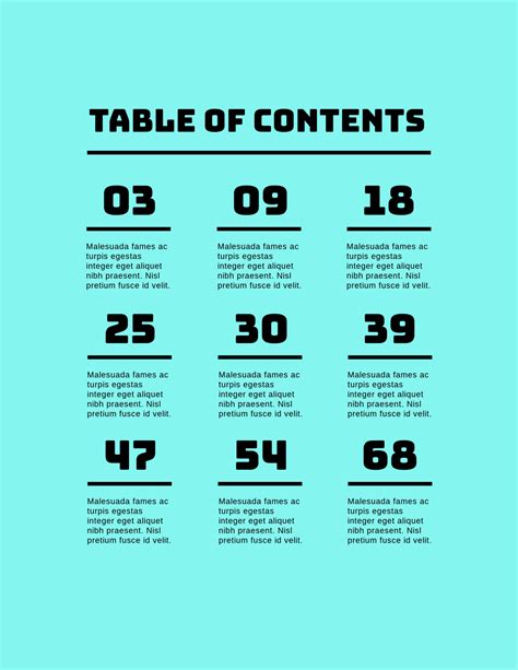 Table of Contents 33 customizable template | Shutterstock