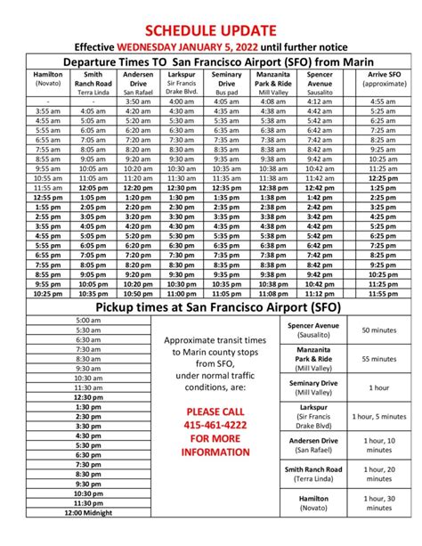 Complete Schedule - Marin Airporter