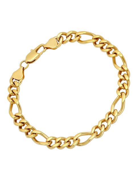 Men's Gold-Tone Stainless Steel Figaro Bracelet 9" - Mens Bracelet - Walmart.com