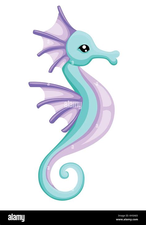 Vector cute cartoon seahorse for your design isolated on white background Vector illustration ...